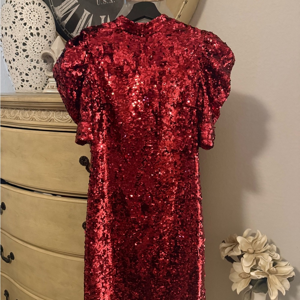 Alice and Olivia Red Sequin Dress